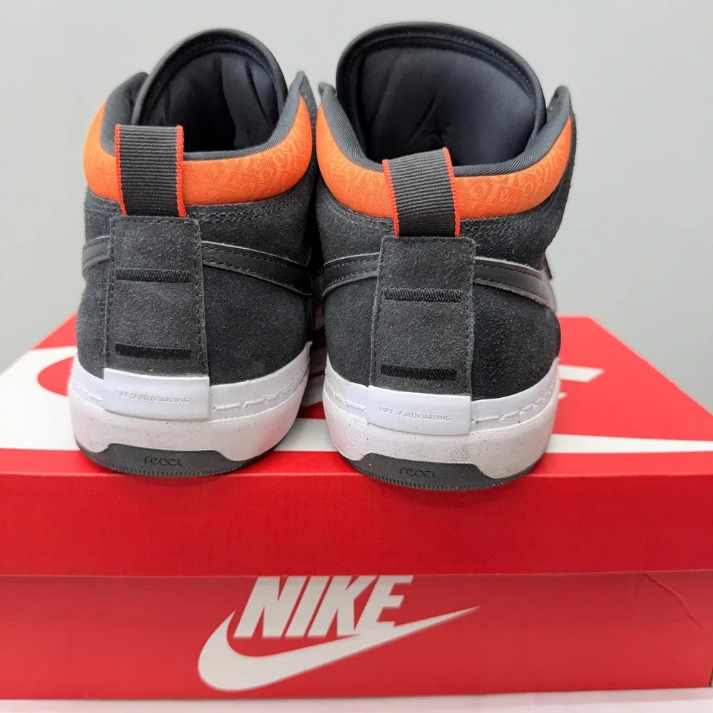 Nike SB Leo Baker Mens 14 Black Orange Skate Shoes DX4361-002 Mid Top Sneakers